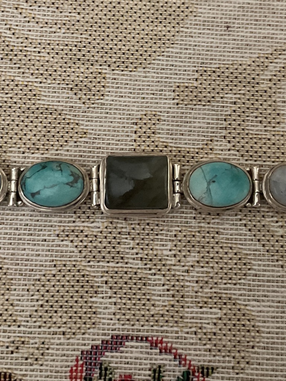 NWOT Sterling Silver 925 Turquoise Labradorite Moon Stone Bracelet - Picture 13 of 15